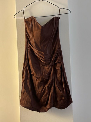 Zara Brown Satin Corset Dress like new, strapless mini