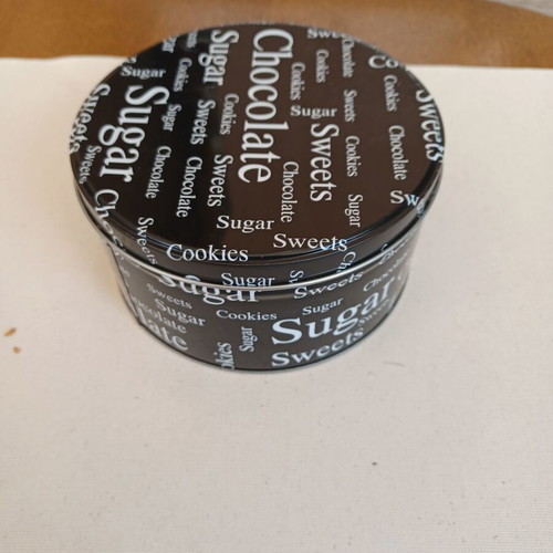 Metal storage tin used, dimensions 13.5x7 cm