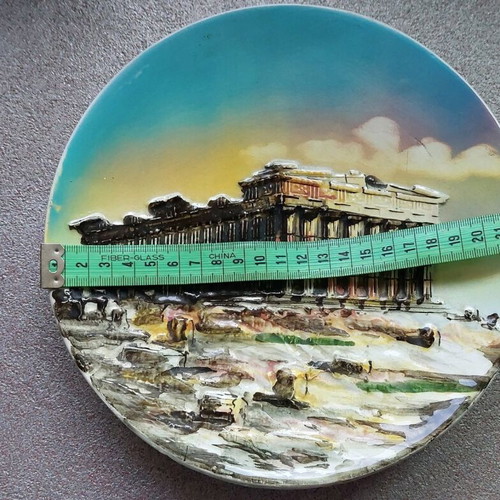 Decorative plate handmade used, embossed