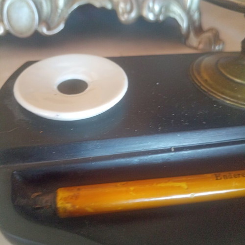 Vintage desk set used with inkwell stand and collectible pencil