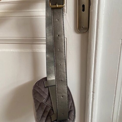 Vintage banana bag belt grey velvet touch used waist bag