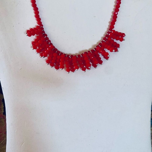Handmade necklace new with red beads