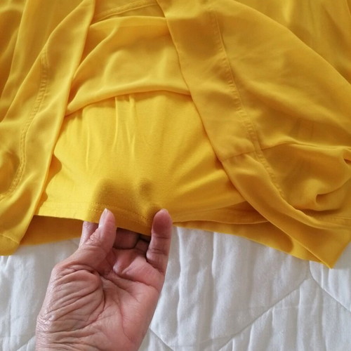 Zara blouse like new, yellow with transparent sleeves, size L