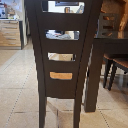 Dining set with six chairs like new, solid beech wood