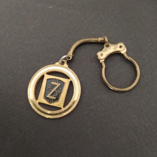 Vintage Zastava car keychain used, 1960s Bertoni Milano