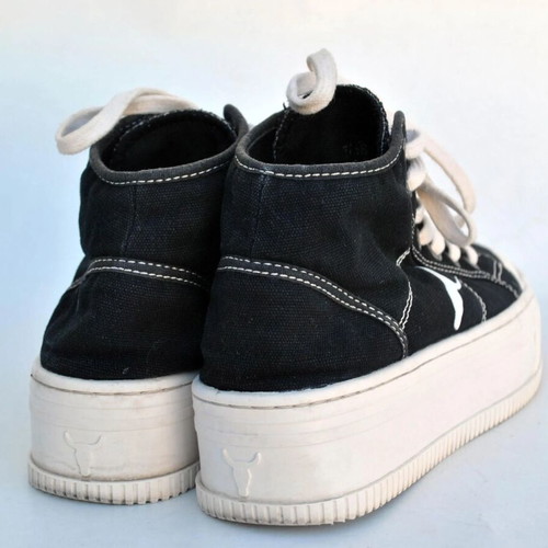 Windsor Smith Black Canvas Platform Sneakers Size 38 Used