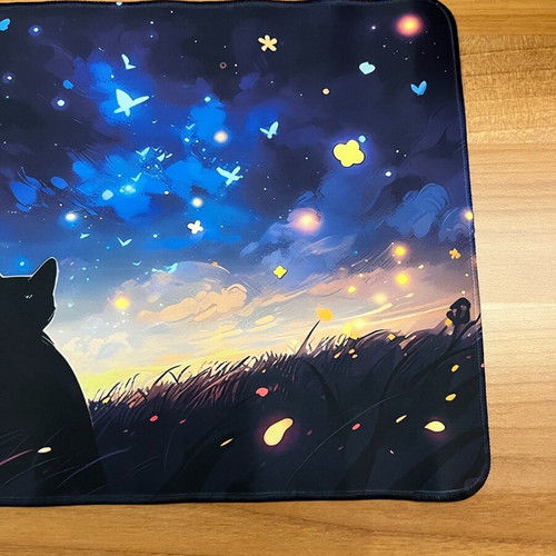 Large Mousepad Black Cat new, Starry Sky 600×300 mm
