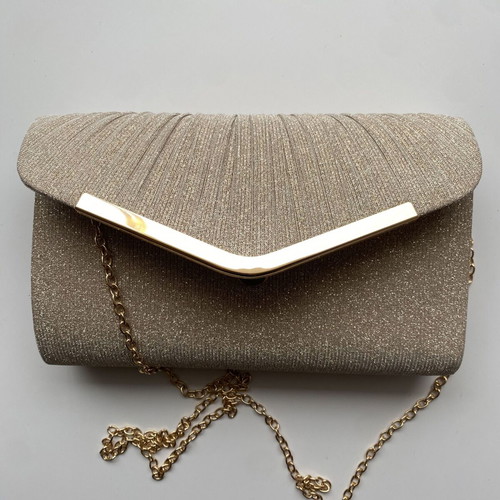 Women's evening clutch bag gold like new with chain