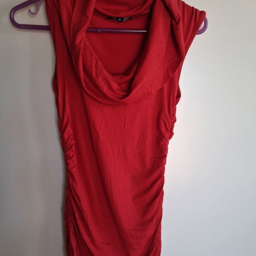Sleeveless draped blouse red, like new, size S