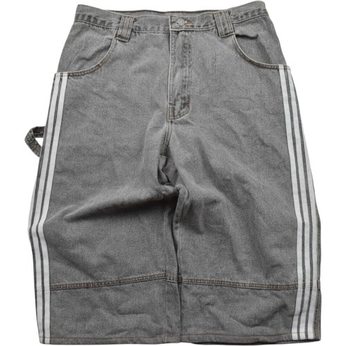 Vintage Y2K Baggy Denim Long Shorts Grey Hip Hop Skate Style used, size L