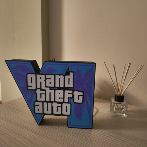 3D Printed Lightbox GTA VI Grand Theft Auto 6 USB with Switch new
