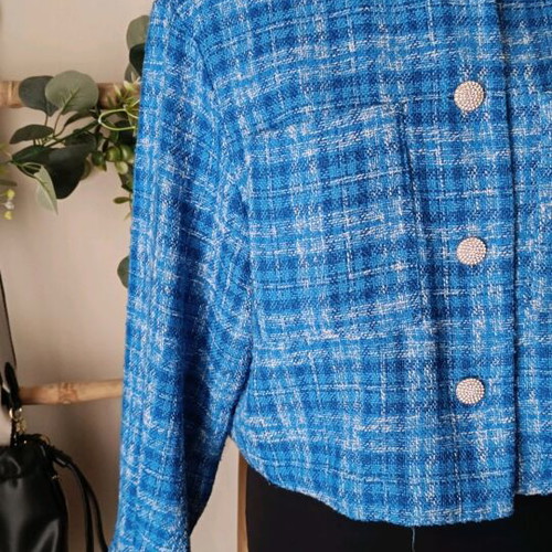 Zara Tweed Jacket XL like new, blue with white details