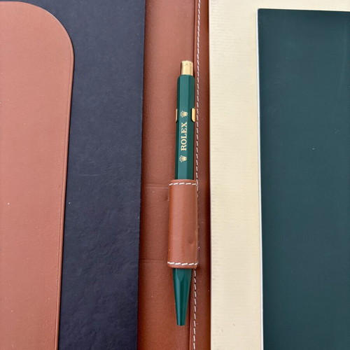 Vintage Rolex Leather Portfolio travel notes with Rolex pen like new