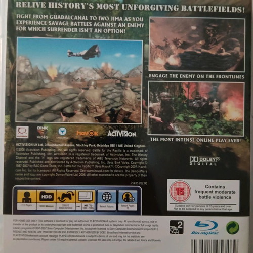 Battle for the Pacific PS3 used, complete with manual