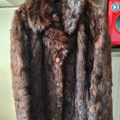 Women's genuine natural fur used size M brown
