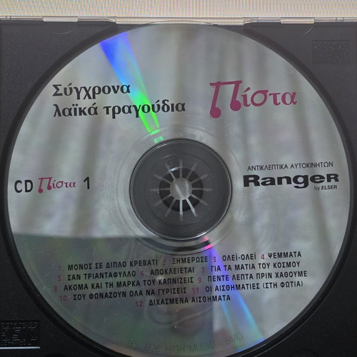 CD Σύγχρονα Λαικά τραγούδια 1996 σαν καινούργιο, laiko