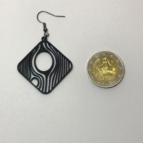 3D Printed Earrings Black New with Tribal Design
