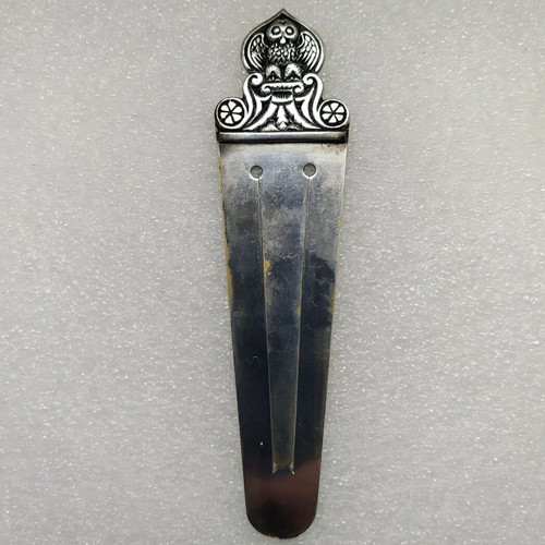 Silver-plated owl-themed bookmark paper cutter used