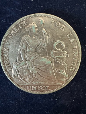 1 Сол Перу 1915 Нов Сребърен Монета .900 Чистота