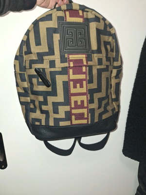 El Bag Tsantilis backpack like new, black with green olive and burgundy