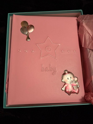Galleria pink leather photo album new with balloons and baby design