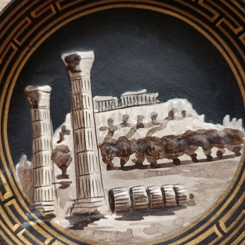 Wall plate used with embossed Parthenon design and gold details