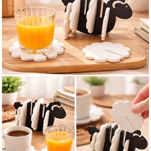 Sheep Coasters set new, 9 pieces, stylish and practical