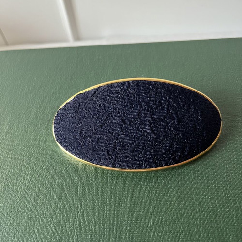 Oversized Vintage Hair Barrette dark blue with gold base like new