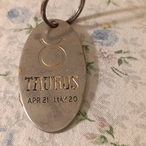 Taurus keychain used, silver stainless steel