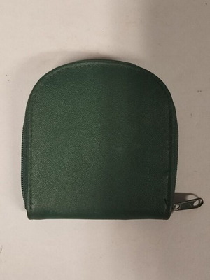 Women's coin wallet used, green with zipper