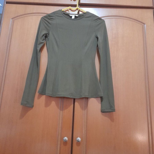 H&M long-sleeve blouse new, brown, size XS