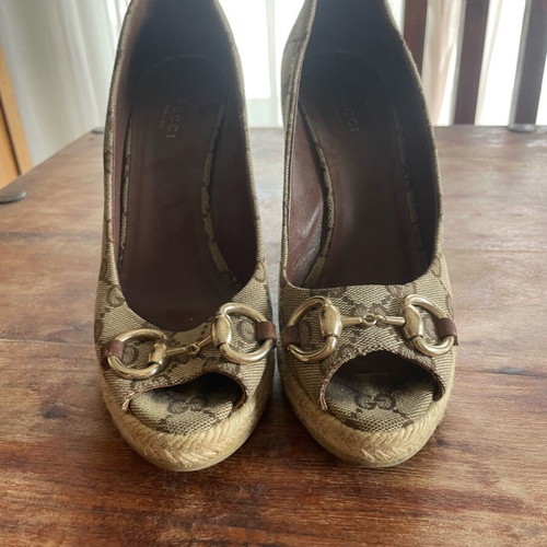 Gucci platform sandals used, beige and brown, size 37