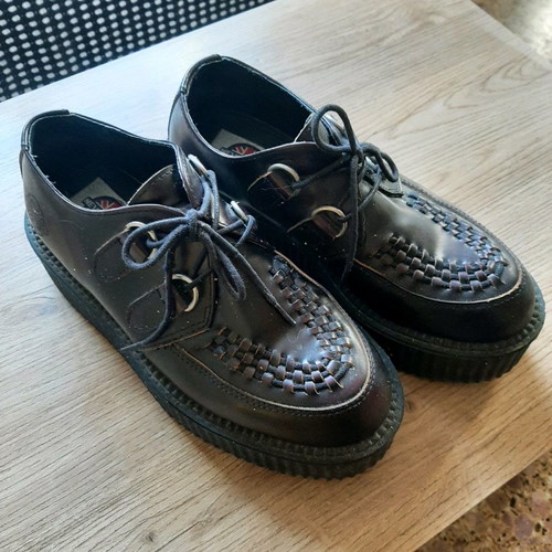 Oxford Nevermind platform shoes used, genuine leather, color grenat, size 39