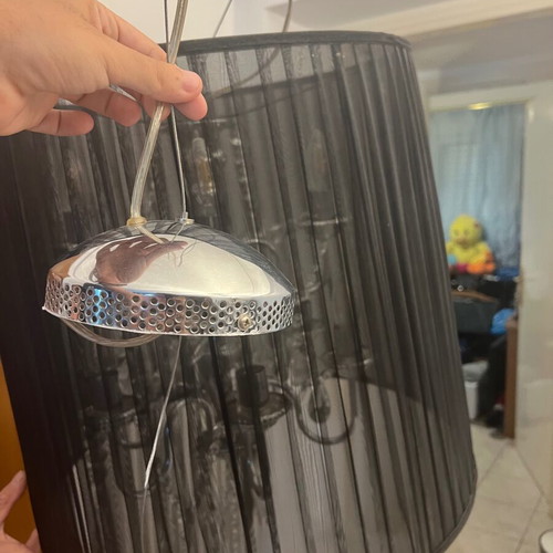 Chandelier lamp with black fabric shade and crystal details like new
