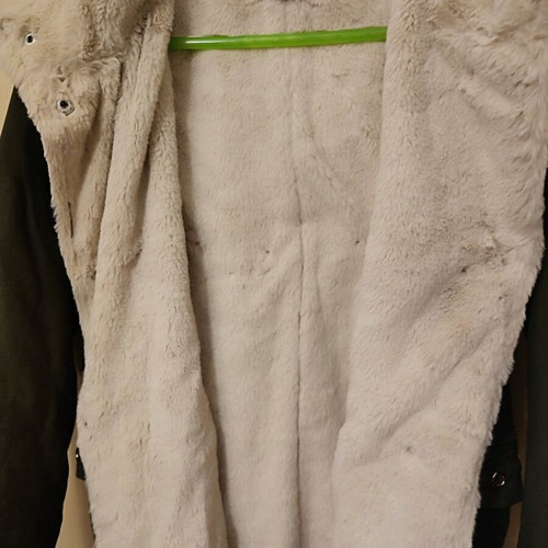 Stradivarius khaki trench coat like new with fur lining and hood