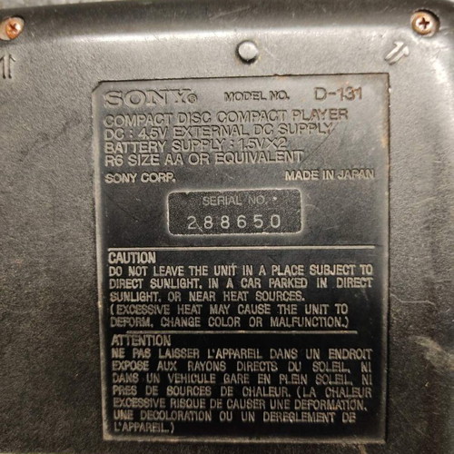 Sony Diskman D-131 used, for repair or spare parts only