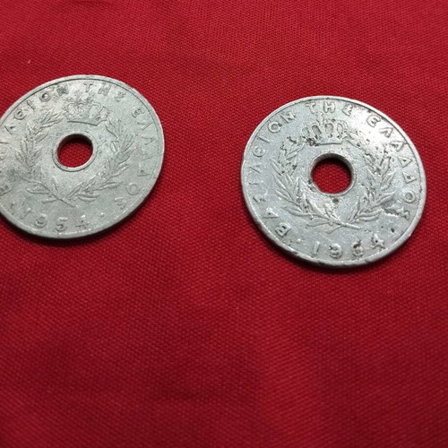 20 Lepta Coins like new, pack of 2 from 1954 and 1964