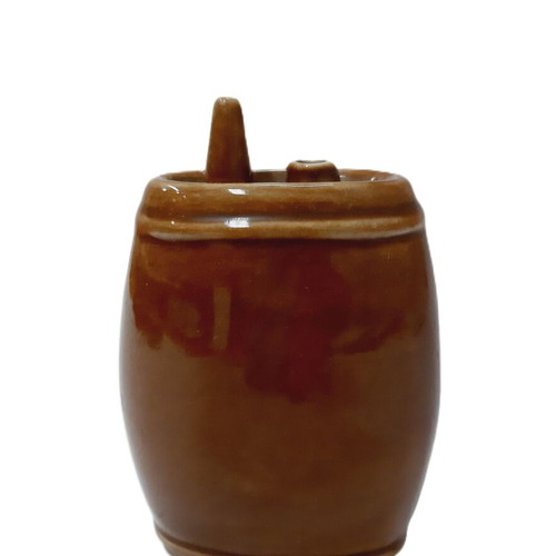 Vintage Bulgarian folk glazed ceramic flask like new, 17 cm
