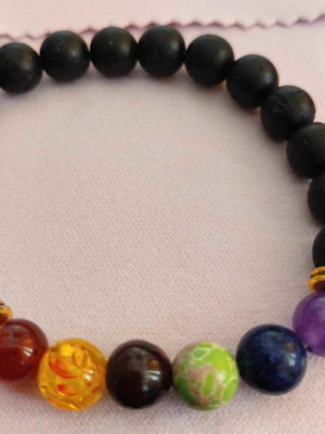 Energy Bracelet 7 Chakras with Lava Stone and Multicolor Stones new