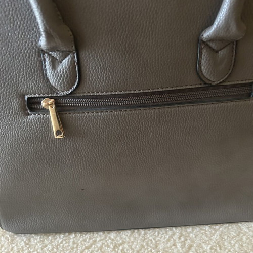 Handbag hand-painted with gold and strass details, new, gray