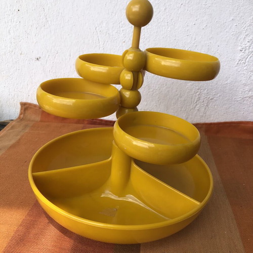Biodrak rotating serving tray new old stock, crystalized plastic 70’s style