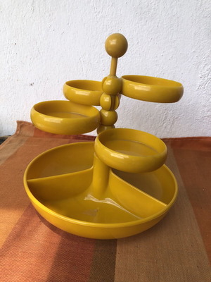 Biodrak rotating serving tray new old stock, crystalized plastic 70’s style