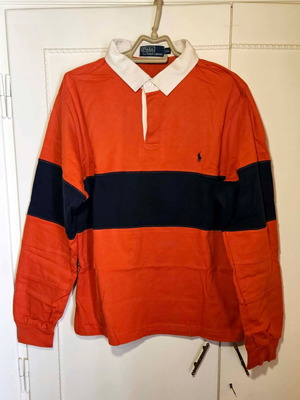Polo Ralph Lauren men's rugby shirt XXL, like new, orange/navy