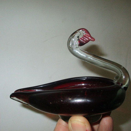Goose ashtray made of authentic Bohemian crystal like new 1960