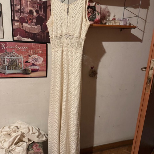 Paranoia white long dress used with patterns and yellow spots