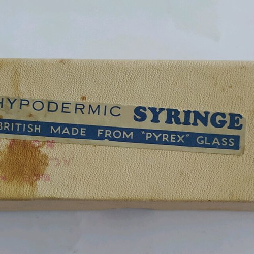 Vintage British glass syringe used made from Pyrex