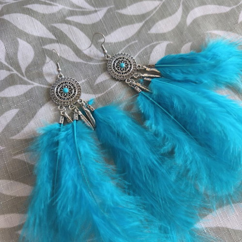 Feather Earrings new, blue