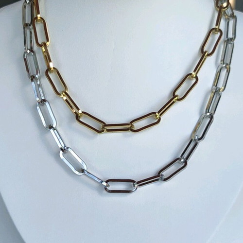 Steel Necklace New, Gold and Silver Color