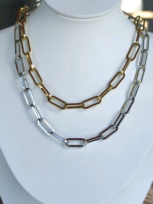 Steel Necklace New, Gold and Silver Color