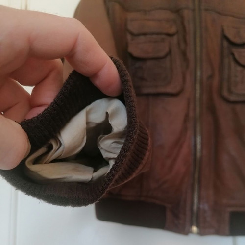 Massimo Dutti leather jacket used, brown, size XS-Small